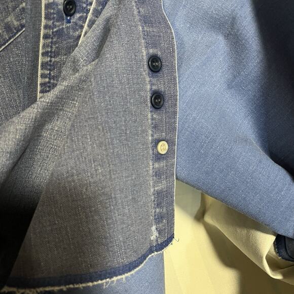 Vtg Wranglers Men’s Brushpopper Button Denim Striped Shirt 40’s-60’s 16.5x36 - Picture 14 of 16